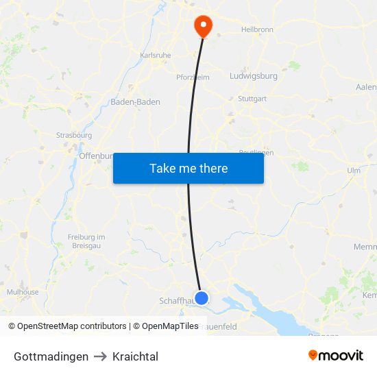 Gottmadingen to Kraichtal map
