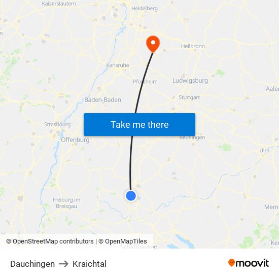 Dauchingen to Kraichtal map