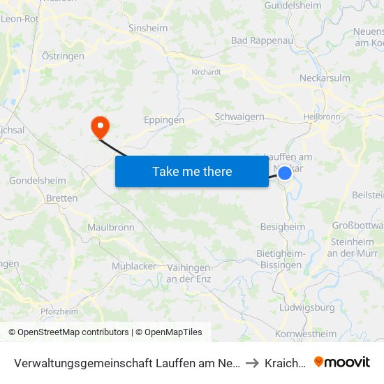 Verwaltungsgemeinschaft Lauffen am Neckar to Kraichtal map