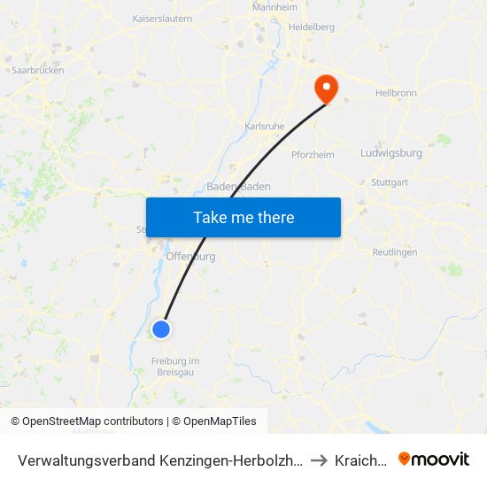 Verwaltungsverband Kenzingen-Herbolzheim to Kraichtal map