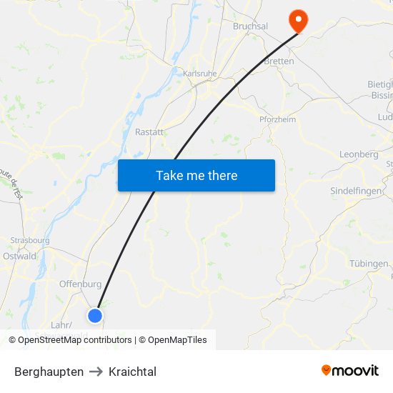 Berghaupten to Kraichtal map