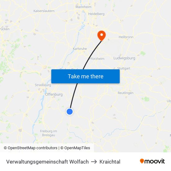 Verwaltungsgemeinschaft Wolfach to Kraichtal map