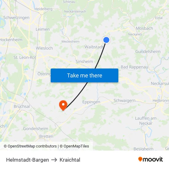 Helmstadt-Bargen to Kraichtal map