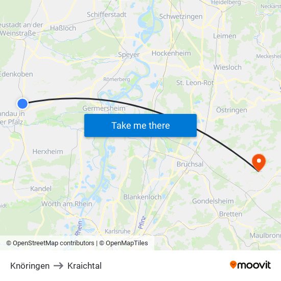 Knöringen to Kraichtal map