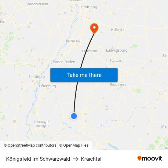 Königsfeld Im Schwarzwald to Kraichtal map