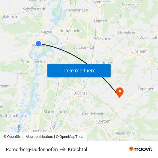 Römerberg-Dudenhofen to Kraichtal map