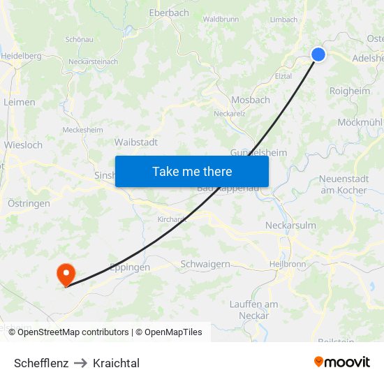 Schefflenz to Kraichtal map