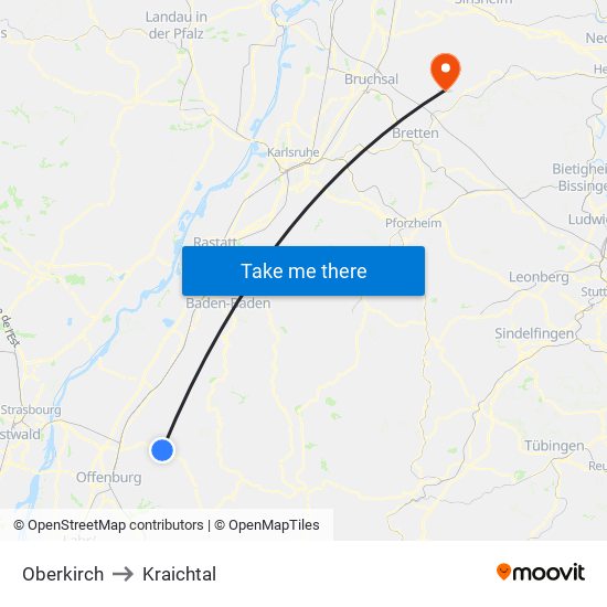 Oberkirch to Kraichtal map