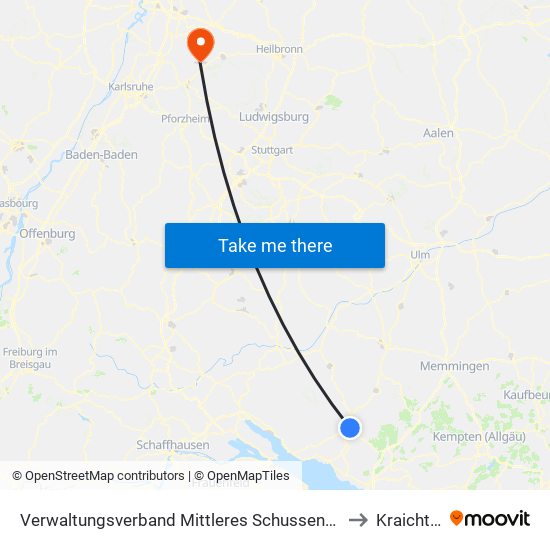 Verwaltungsverband Mittleres Schussental to Kraichtal map