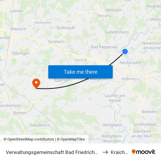Verwaltungsgemeinschaft Bad Friedrichshall to Kraichtal map