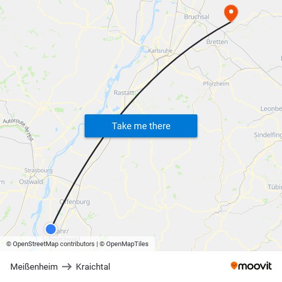 Meißenheim to Kraichtal map