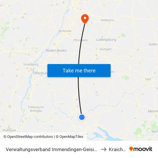 Verwaltungsverband Immendingen-Geisingen to Kraichtal map