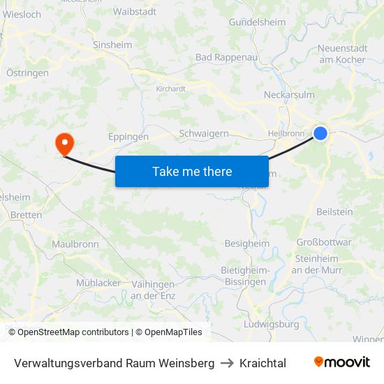 Verwaltungsverband Raum Weinsberg to Kraichtal map
