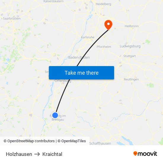 Holzhausen to Kraichtal map