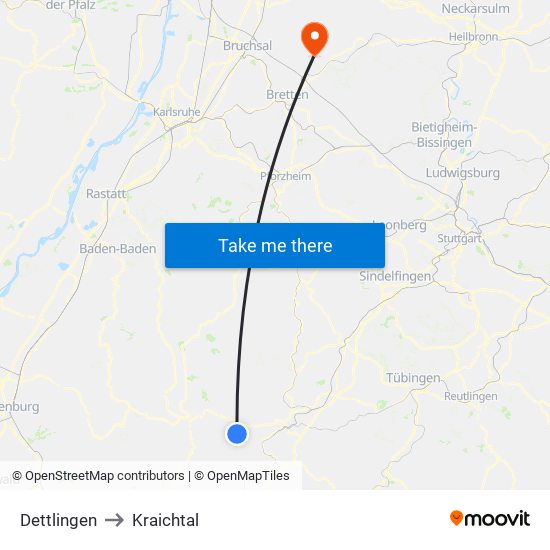 Dettlingen to Kraichtal map
