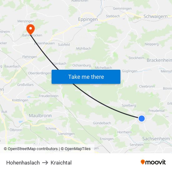 Hohenhaslach to Kraichtal map