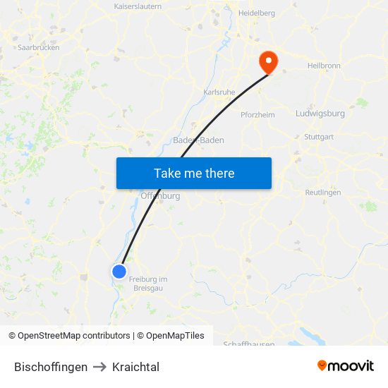 Bischoffingen to Kraichtal map