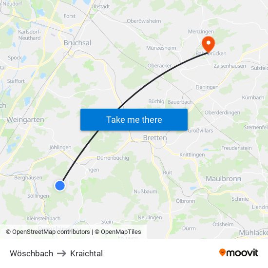 Wöschbach to Kraichtal map