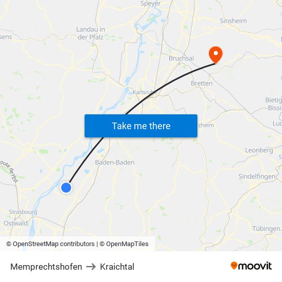 Memprechtshofen to Kraichtal map