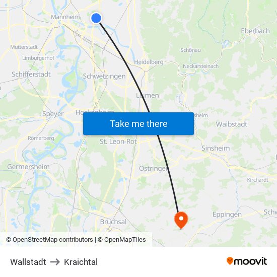 Wallstadt to Kraichtal map