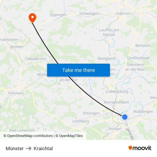 Münster to Kraichtal map