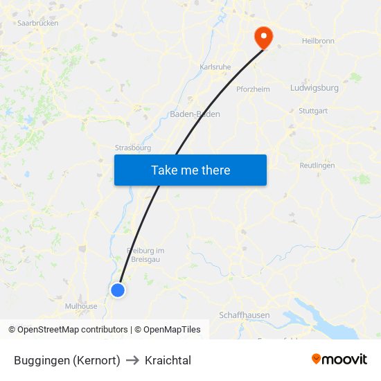 Buggingen (Kernort) to Kraichtal map