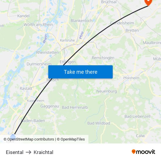 Eisental to Kraichtal map