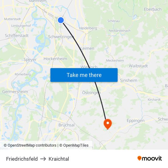 Friedrichsfeld to Kraichtal map