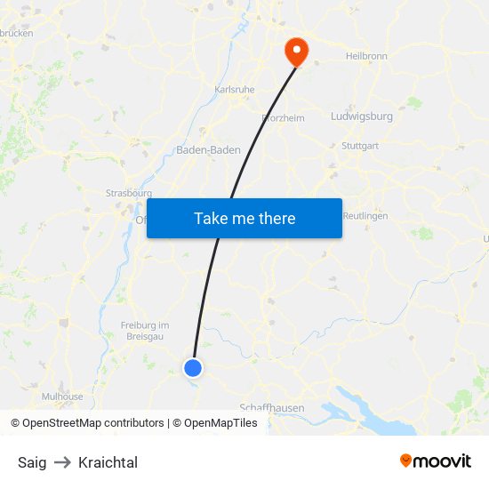 Saig to Kraichtal map
