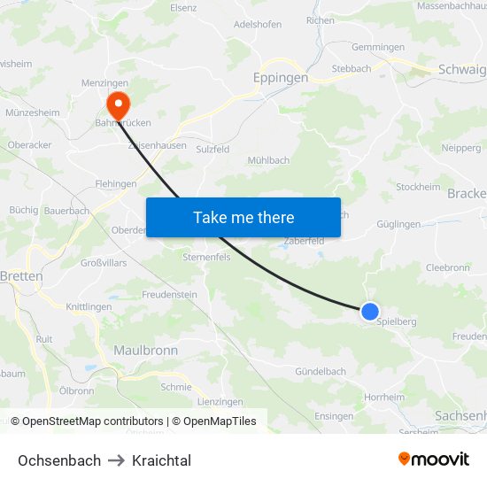 Ochsenbach to Kraichtal map