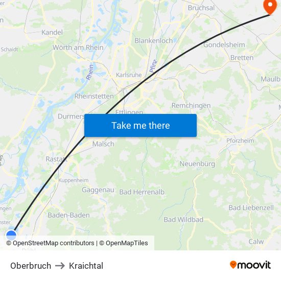 Oberbruch to Kraichtal map