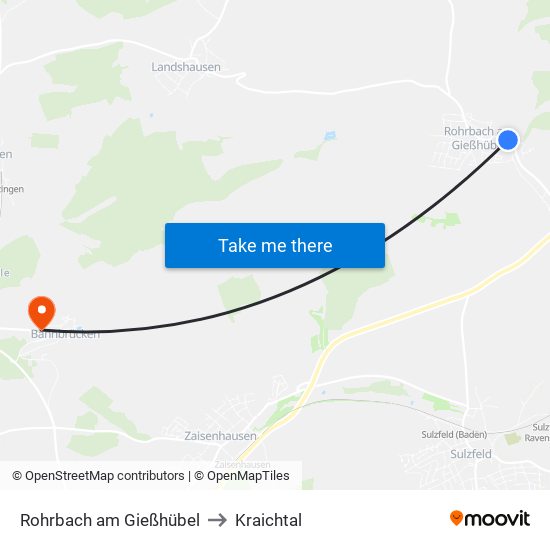 Rohrbach am Gießhübel to Kraichtal map