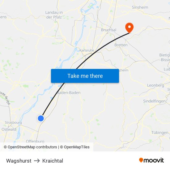 Wagshurst to Kraichtal map