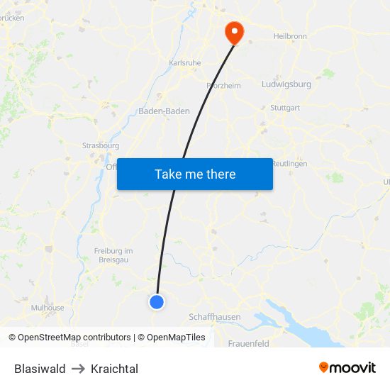 Blasiwald to Kraichtal map
