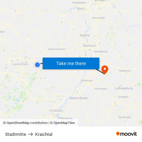 Stadtmitte to Kraichtal map