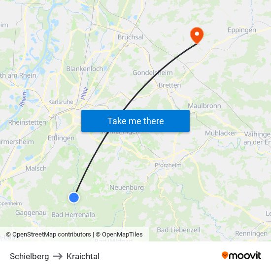 Schielberg to Kraichtal map