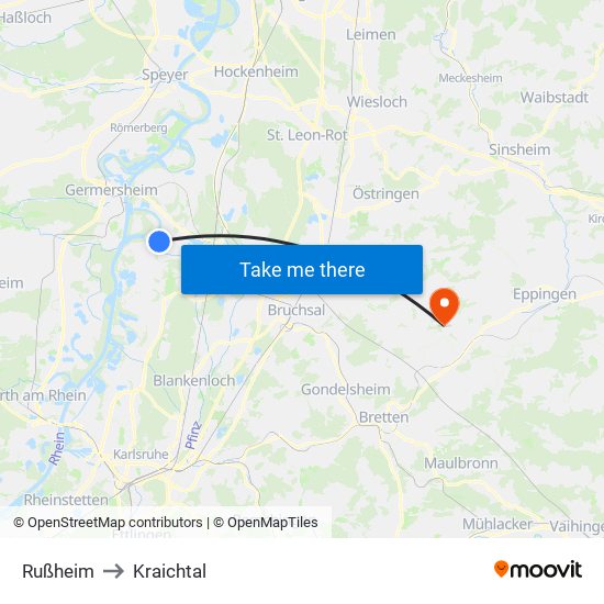 Rußheim to Kraichtal map