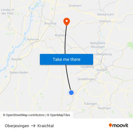 Oberjesingen to Kraichtal map