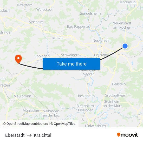 Eberstadt to Kraichtal map