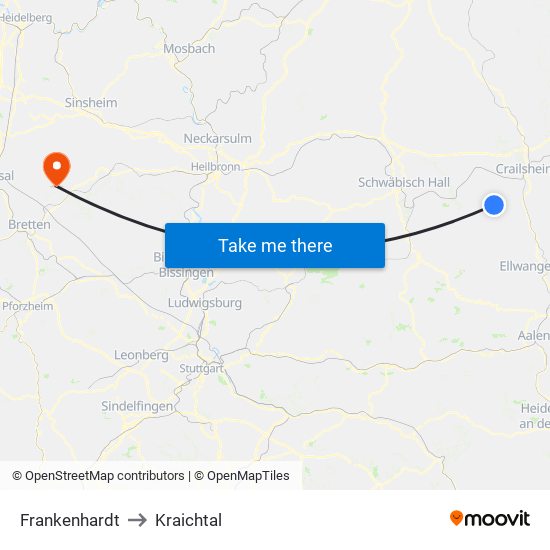 Frankenhardt to Kraichtal map