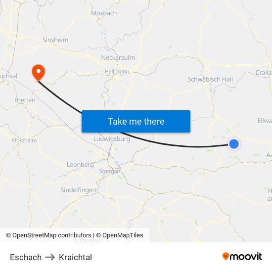 Eschach to Kraichtal map