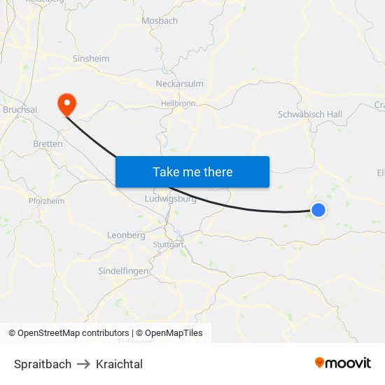 Spraitbach to Kraichtal map
