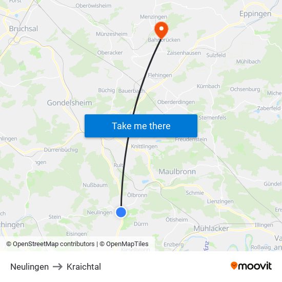 Neulingen to Kraichtal map