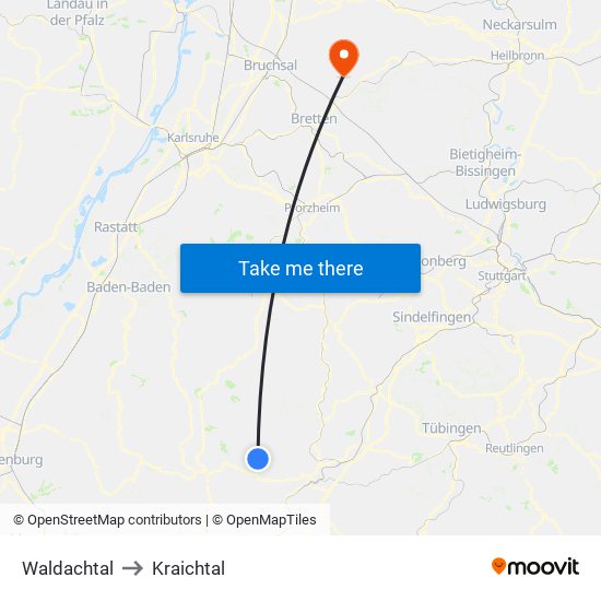 Waldachtal to Kraichtal map