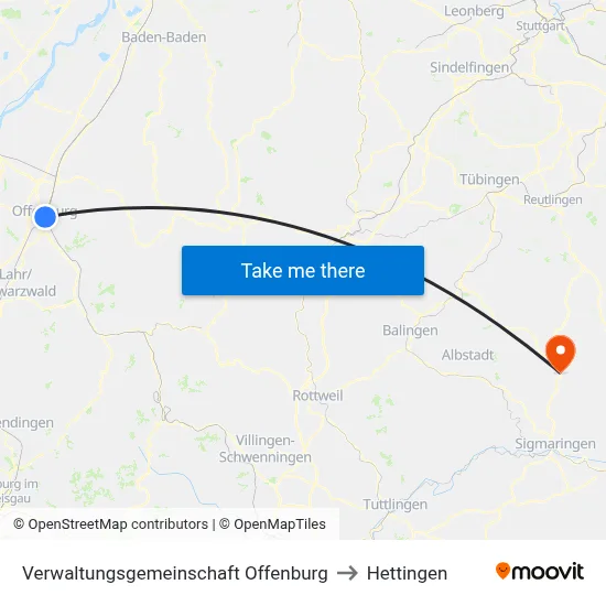 Verwaltungsgemeinschaft Offenburg to Hettingen map