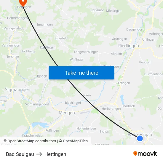 Bad Saulgau to Hettingen map