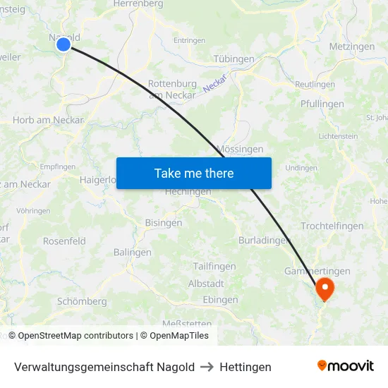 Verwaltungsgemeinschaft Nagold to Hettingen map