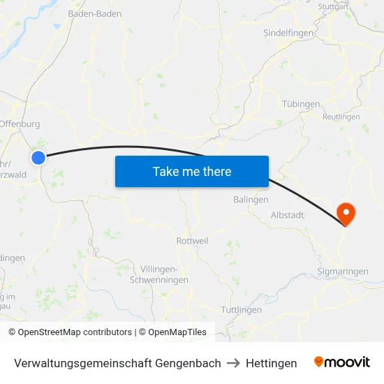 Verwaltungsgemeinschaft Gengenbach to Hettingen map