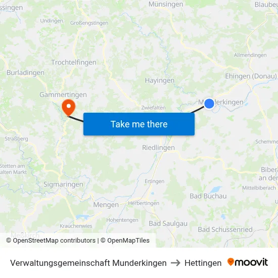 Verwaltungsgemeinschaft Munderkingen to Hettingen map