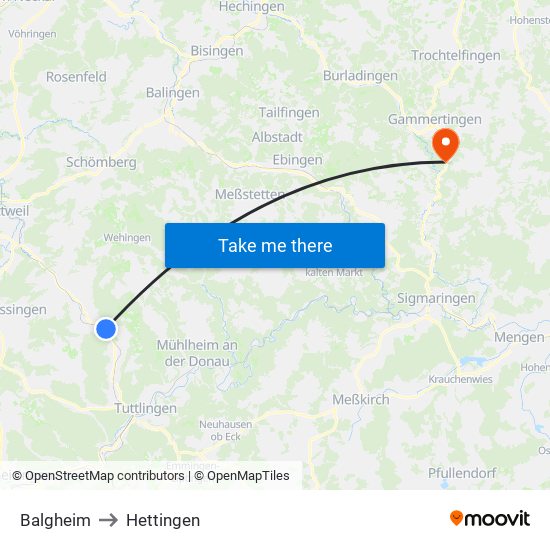 Balgheim to Hettingen map
